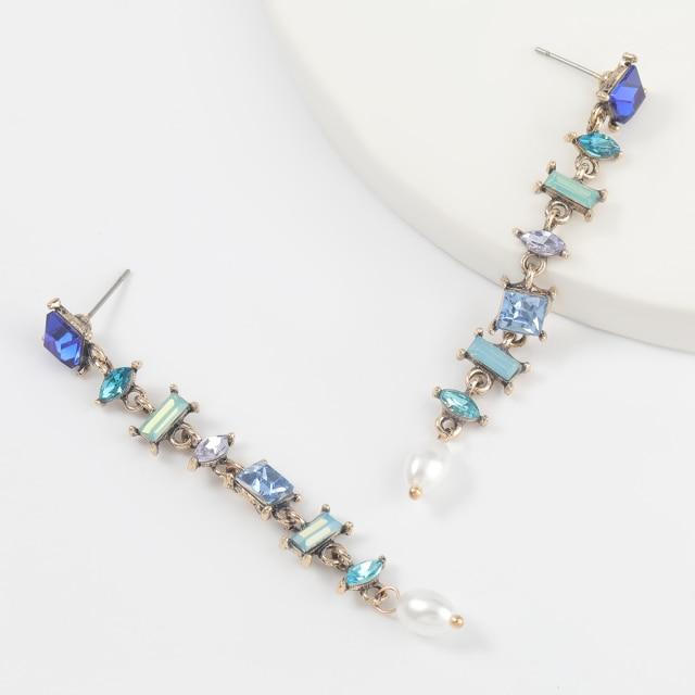 

Корейские металлические стразы искусственный жемчуг геометрические длинные серьги для домашней вечеринки простые висячие серьги женские эффектные серьги