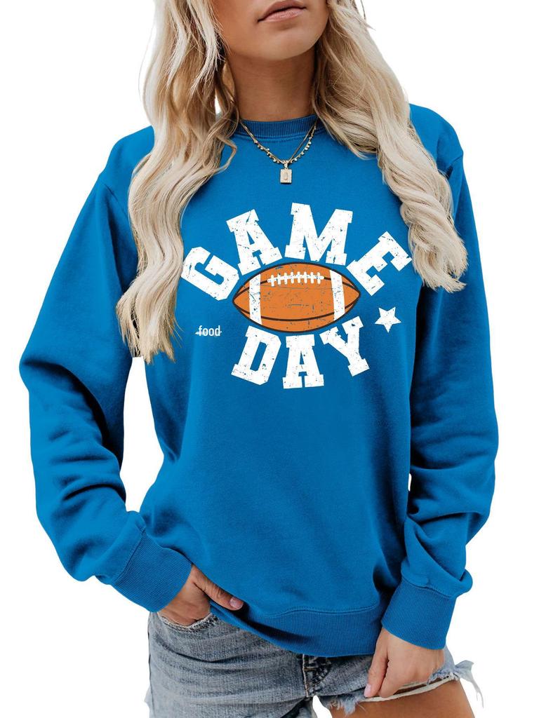 Colorful Football Letter Crewneck Sweatshirt - Game Day Long Sleeve Casual Wear