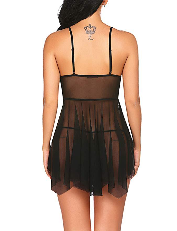 European and American erotic underwear, sexy suspenders, women's mesh see-through nightgown, erotic suit