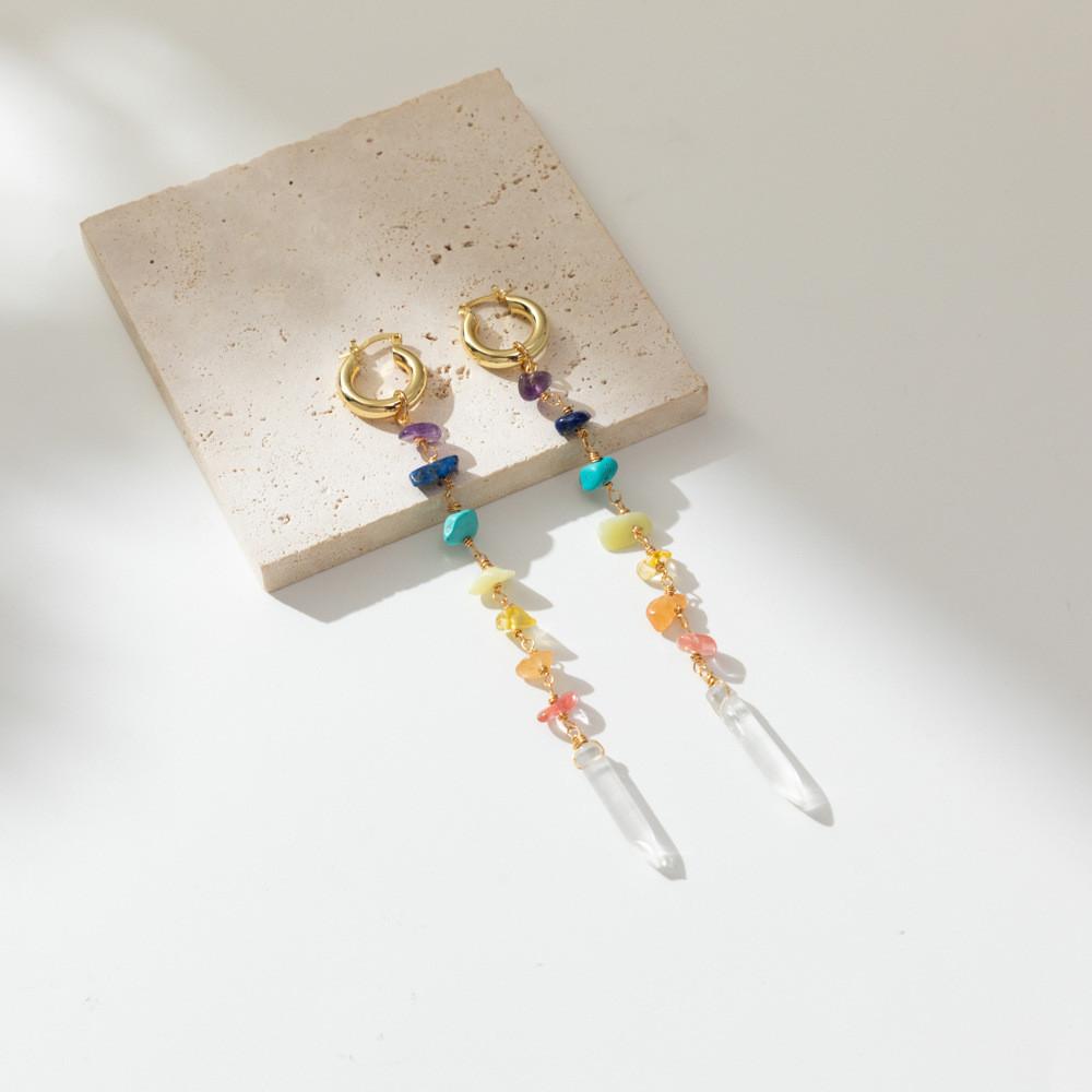 Stylish 2023 Fall Fashion Colorful Irregular Natural Stone Earrings For Urban Women