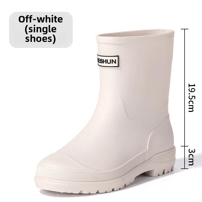 

Fashionable Short Women s Rain Boots Winter Cotton Padded Anti-Slip Kitchen Gumboots PVC Material Adult Slip-On Solid Color 41