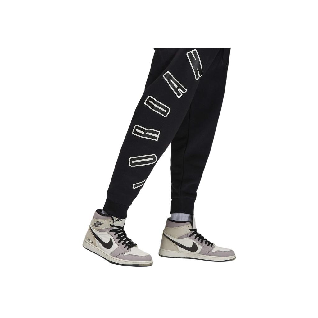 Jordan Flight MVP Logo Print Tapered Knit Joggers Herren Unterteile Schwarz FB7027-010