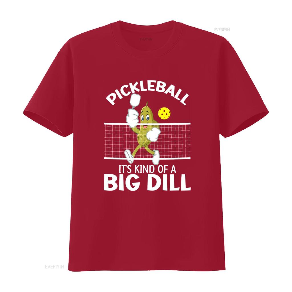 Funny Cartoon Pickle Pickleball Big Dill Print Casual T Shirt vintage Washed Top For Everyday Wear Versatile graphic Slightly