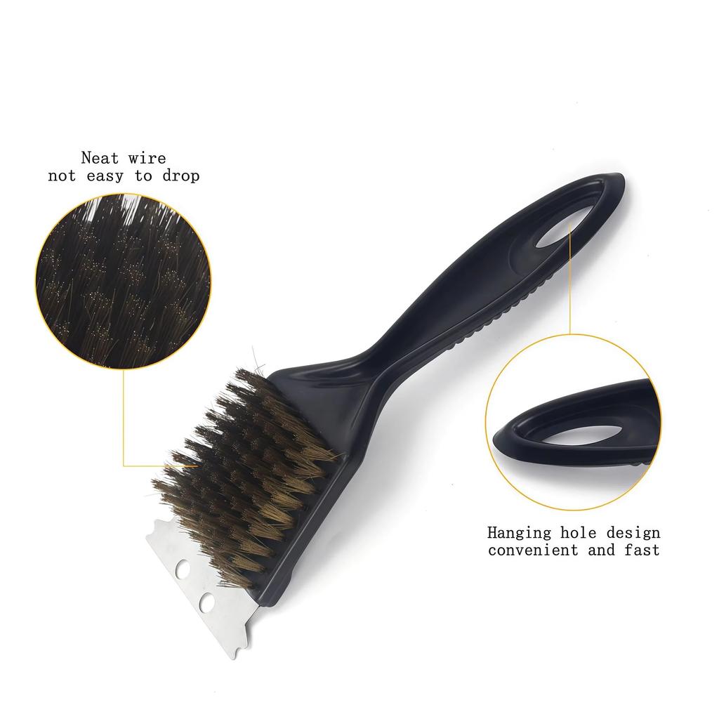 Metal Grill Brush with Scraper Grill Cleaning Brush Durable Stainless Steel Bristle Grill Accessories