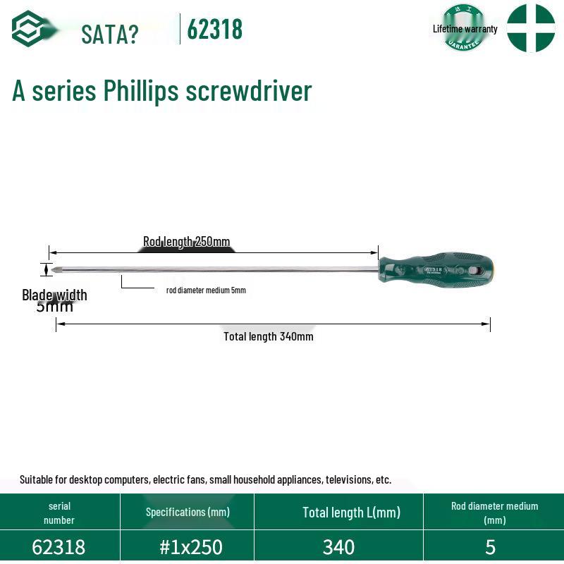 Sata Stubby Screwdriver Set: Phillips, Slotted, Flathead, Torx