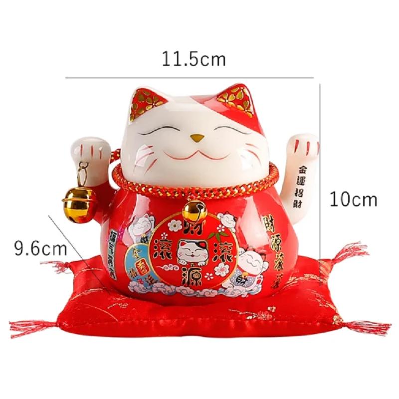 4.5" Ceramic Maneki Neko with Battery-Powered Waving Arm - Lucky Home Centerpiece Gift Box (Durable, Eco-Friendly, Easy to Use)