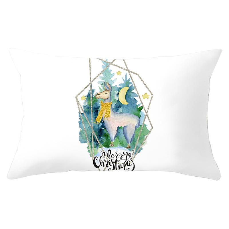 Simple Cartoon Print Series Christmas Waist Pillowcase Peach Skin Printed Pillowcase Home