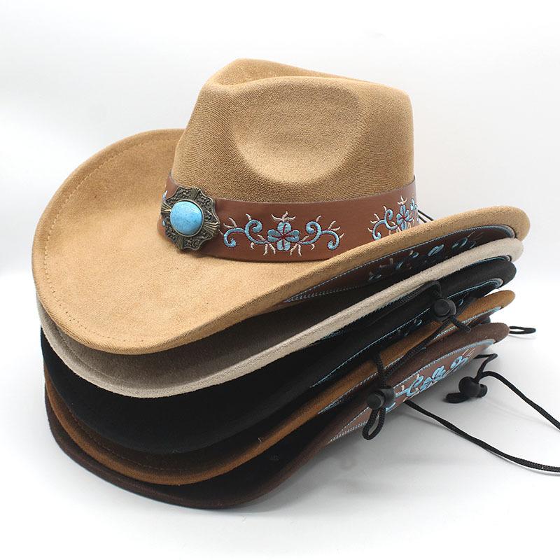 Elegante e Raffinato Cappello da Cowboy Western, Perfetto per Vacanze e Viaggi, Stile Etnico, Cappello Ricamato Jazz Tibetano