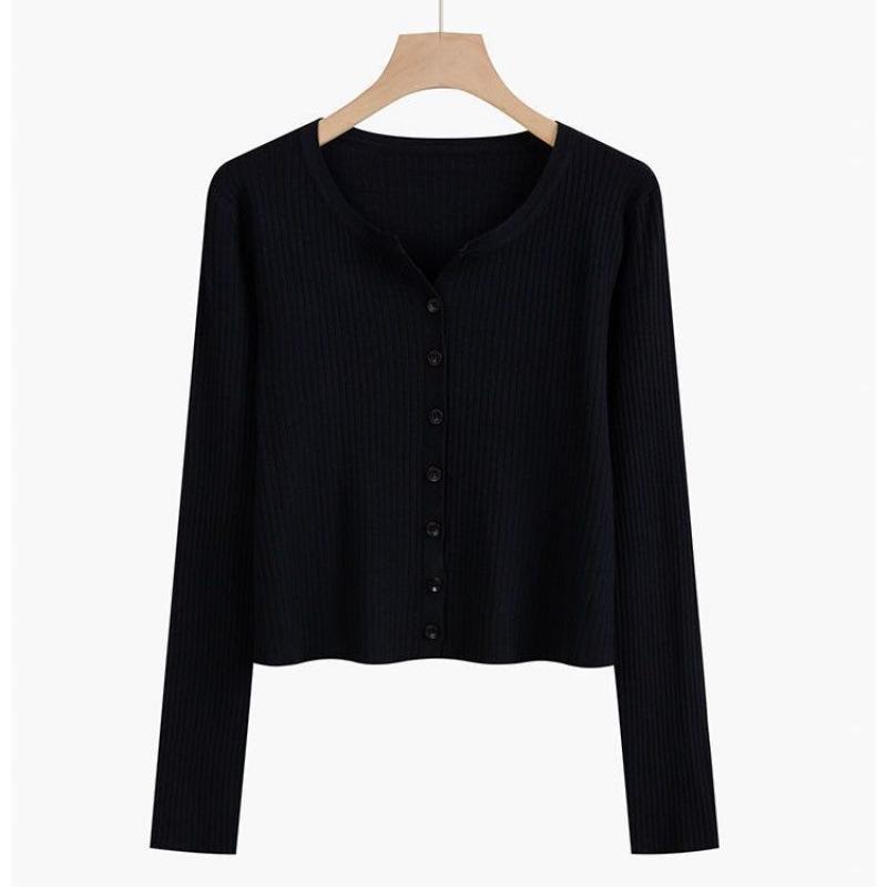 Two-Piece Women's Autumn Knit Set: Korean Short Sweater & Casual High-Waist Wide-Leg Pants