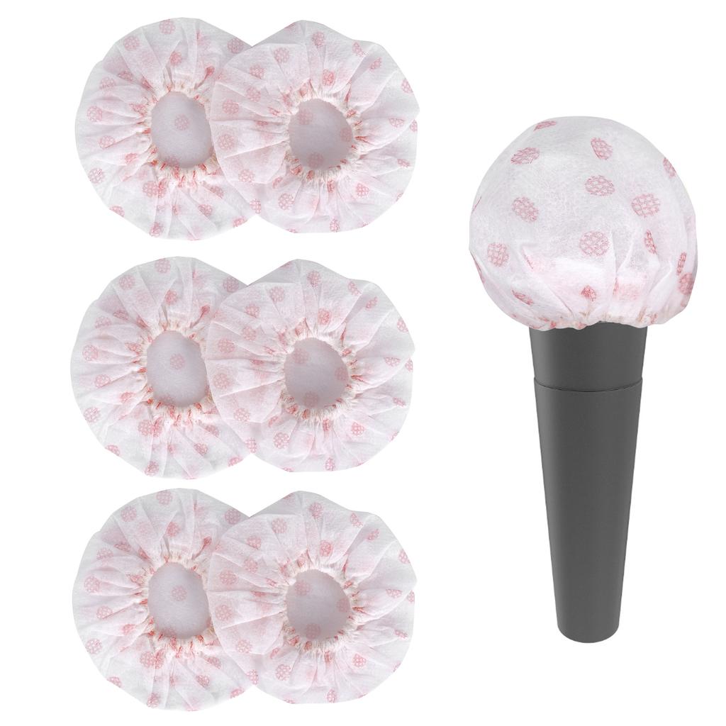 100Pcs Non Woven Disposable Microphone Cover Accessory for KTV Interview Stage Performance(White with Red Dot )