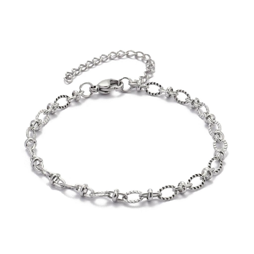 5pcs/Lot 17-22cm Gold Plated Stainless Steel Paperclip Cross Link Chain Bracelet Women Handmade DIY Charm Jewelry Making