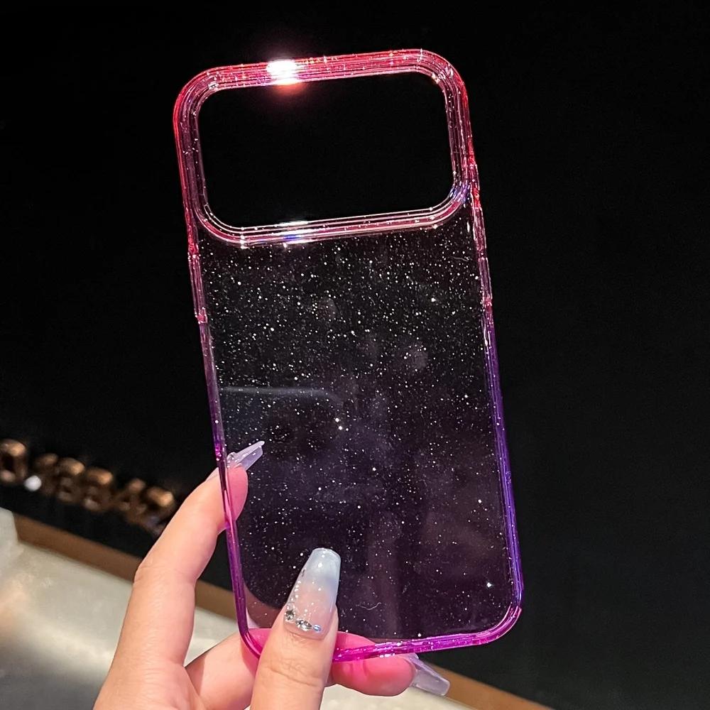 for iphone 17 Pro Max Case Glitter Gradient Hard PC Case for iPhone 17 Air 16 15 14 13 12 Pro Max Plus 17pro Transparent Cover