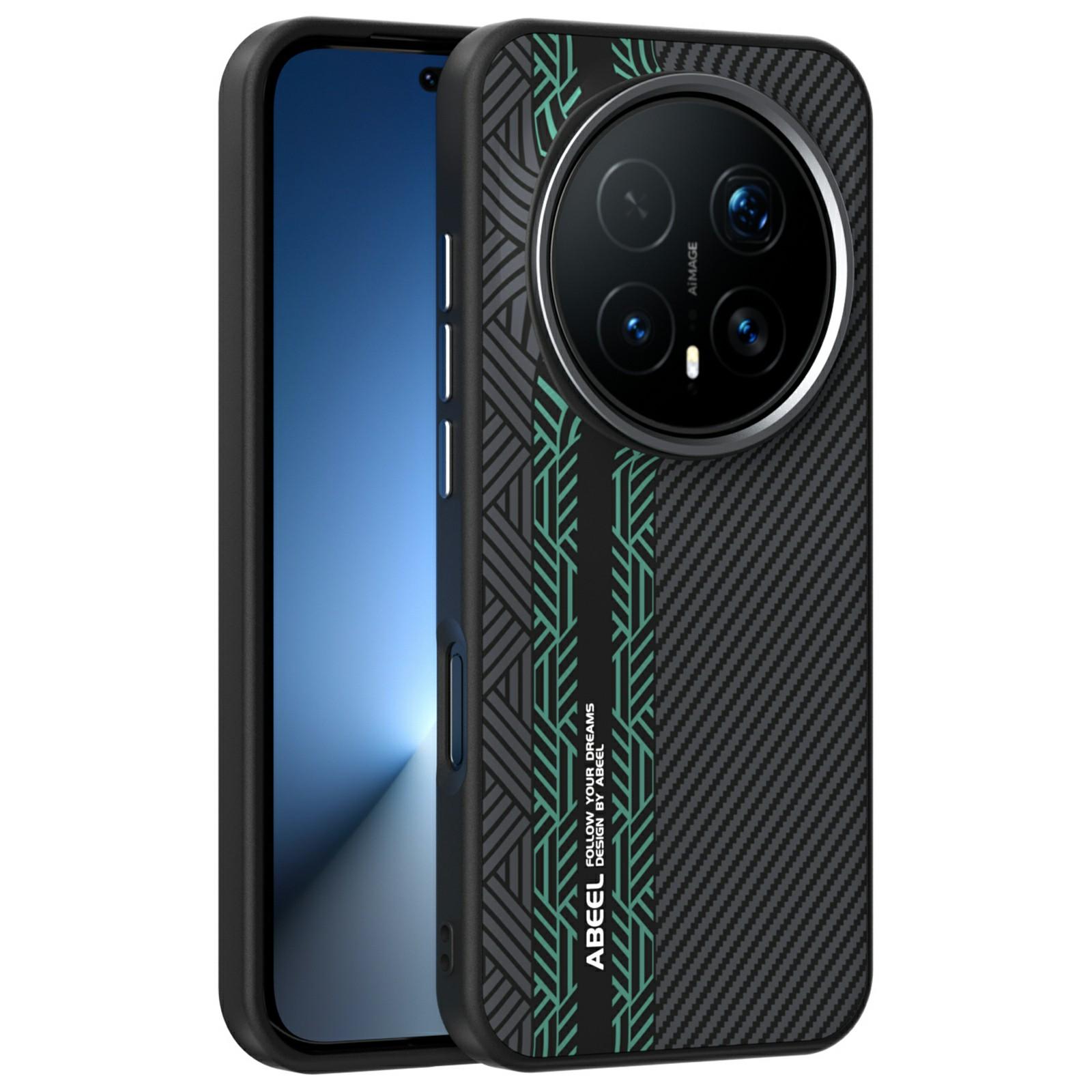 

ABEEL Магнітний чохол для Honor Magic8 Pro 5G PC + TPU + Алюмінієвий сплав + ПУ шкіра Тонка задня кришка телефону