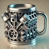 450ml Coffee Mug Handmade Engines Stainless Steel Large Capacity Coffee Cup Funny 3D V8 Engines Design Tea Cup For Car Lovers