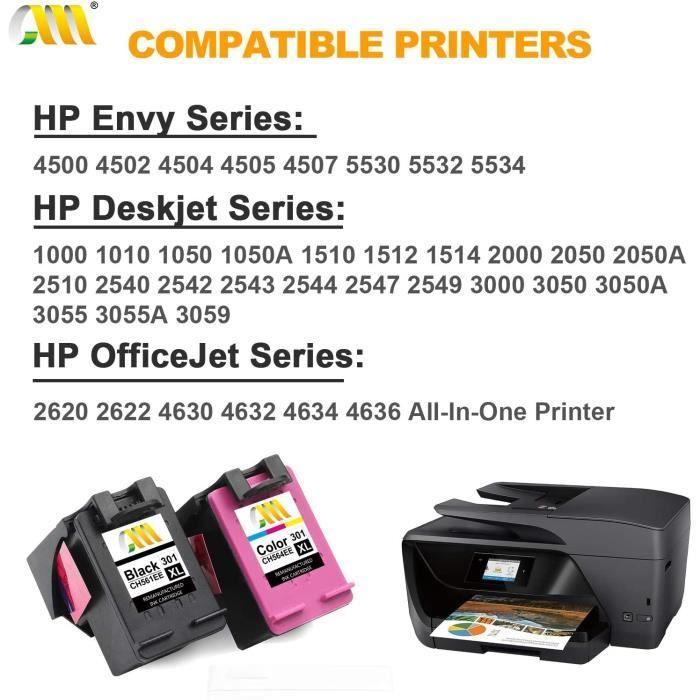 CMCMCM Refanufacturées Compatible pour HP 301 301XL Cartouches d’encre Travail pour l’envie 4500 5530 4502 Deskje