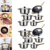 6 Stück Edelstahl Ergonomischer Griff Tragbar Antihaft Pfanne Topf Kochgeschirr Set Küchen Kochset für Küche Zuhause