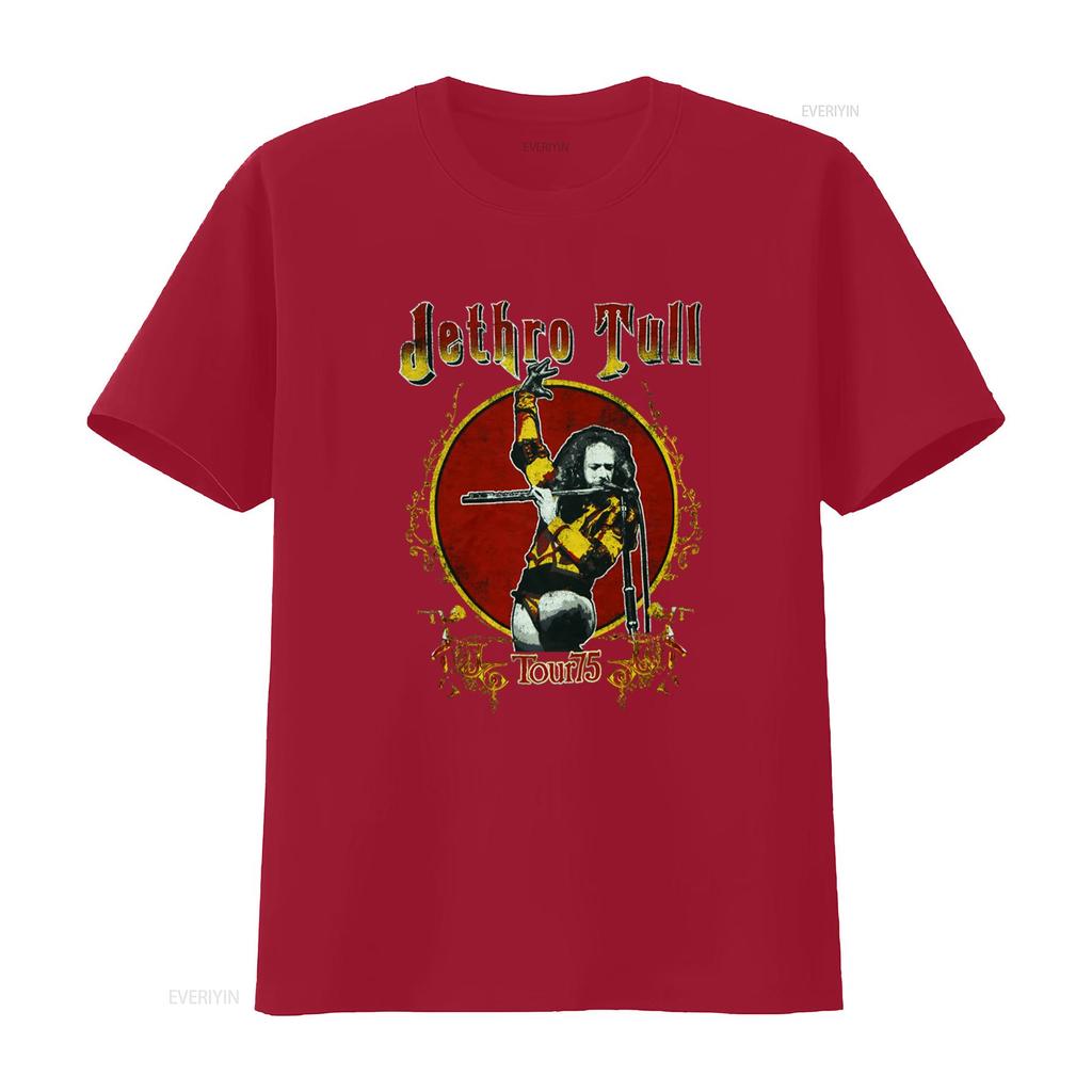 Jethro Tull Tour 75 Print T Shirt Rock Band Fan  vintage Washed graphic Soft Comfortable homme Versatile Stylish Stretched