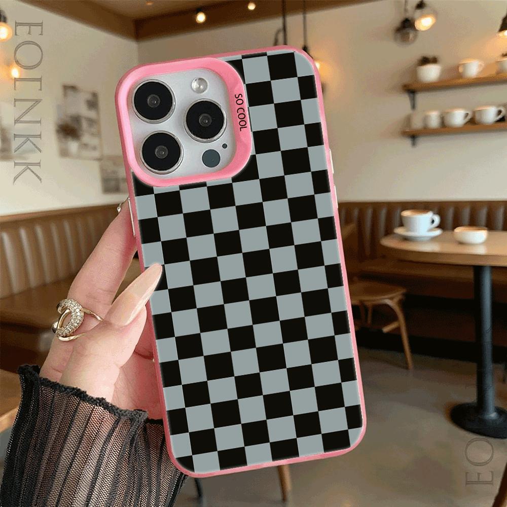 Black and Gray Checkerboard Phone Case for Redmi Note 15 14 13 12 11 10 9 Pro Plus Anti-Scratch Premium Hard Cover