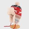 Knitted Winter Beanie Hat With Ear Protection Unisex Warm Fleece Lined Deer Motif Fair Isle Style