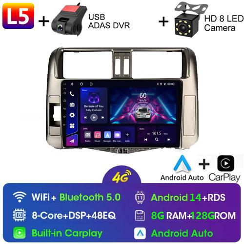 For Toyota Land Cruiser Prado 150 2009 - 2013 Car Radio Android 13 Video Multimedia Player GPS Navigation WIFI 4G LET Head Unit