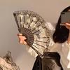 3/1pcs Vintage Lace Folding Fan Good Photography Prop Mesh Floral Rose Embroidery for Wedding Halloween Masked Ball Party Gift