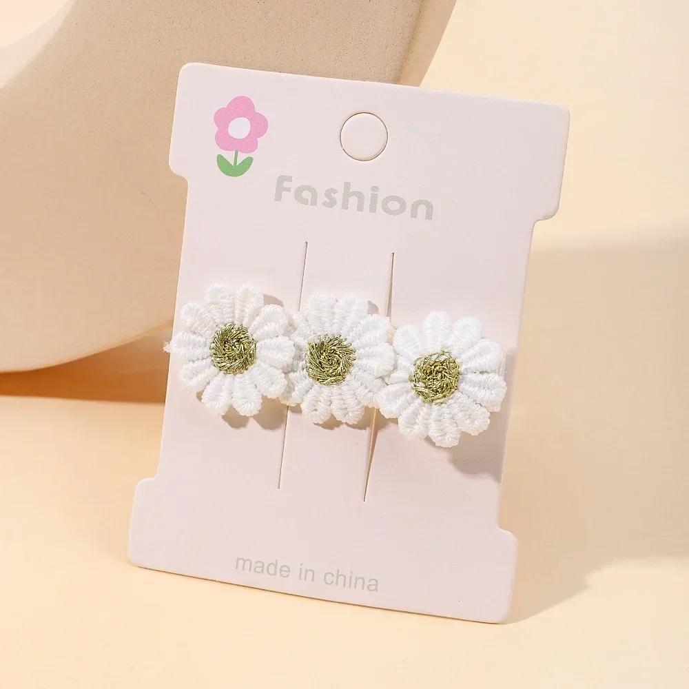 1/2/5 set Ins Daisy Flower Hair Clips Baby Girl Hairpins for Kids Lace White Barette Princess Hooks Infant Accessories Korean
