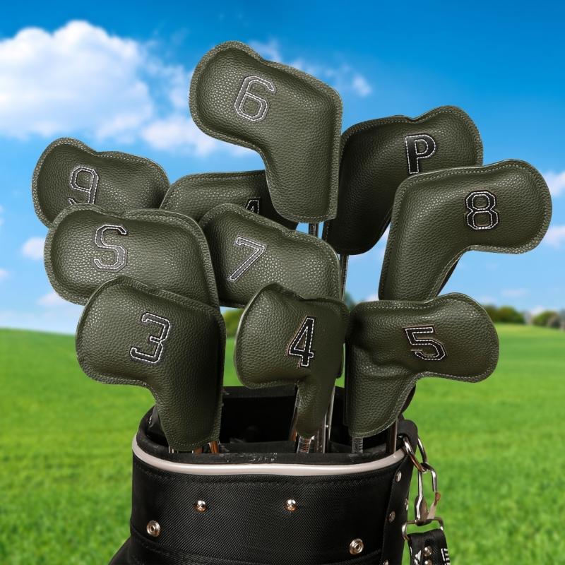 10Pcs Golfs Iron Head Cover Thick PU Leather Golfs Head Cover Replacement Headcover Protective Cover Easy to Use