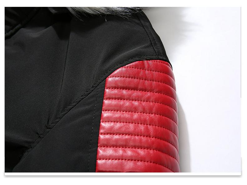 Men's Long Cotton Coat with Big Fur Collar, Thickened, 2018 Fashion.