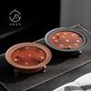 Chinese Retro Copper Three-legged Tray Household Water Storage Tea Table Purple Clay Pot Tray Small Tea Tray
