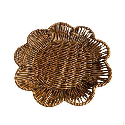 Yapay Rattan Sepet, El Dokuması, Pastoral Çiçek Şekli, Tatil, Ev için Saklama Sepeti,