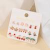 12 Pairs/Set Women'S Pearl Flower Crystal Mix Design Studs Earrings Girls Elegant Gold Heart Ear Jewelry Gift