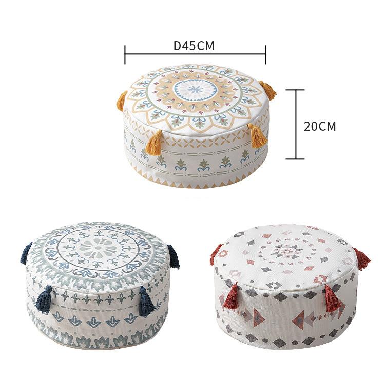 Nordic Boho Unstuffed Ottoman Cover Round Pouf Seat Cushion Tatami Floor Sitting Pier Foot Stool Cover Balcony Living Room Decor