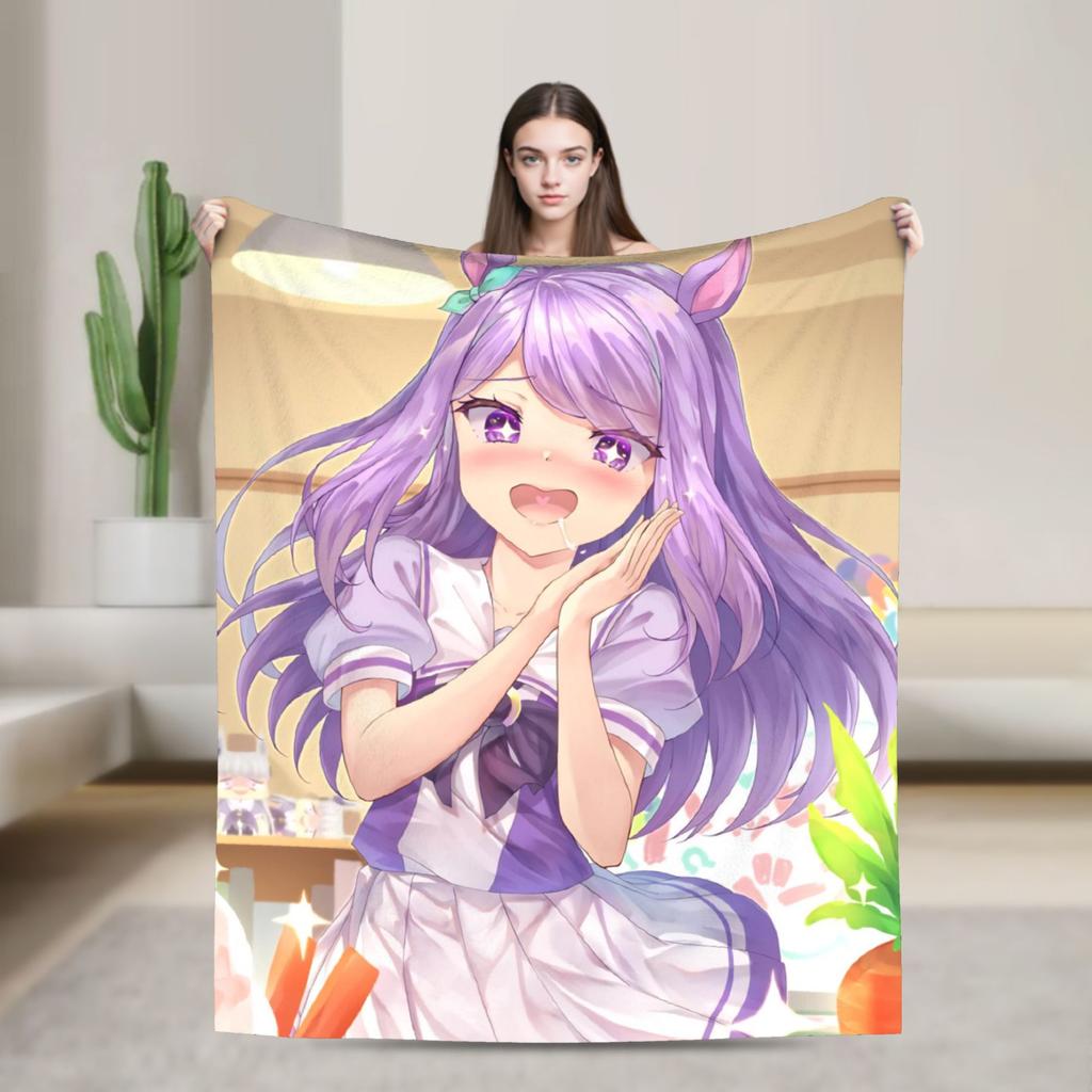 Umamusume Pretty Derby Mejiro Blanket Fleece Autumn/Winter Portable Lightweight Throw Blanket for Bed Bedroom Rug Piece