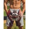 Men's casual shorts, summer thin cartoon mouse print sports pants, loose breathable polyester fiber beach pants, youth trendy large size pants