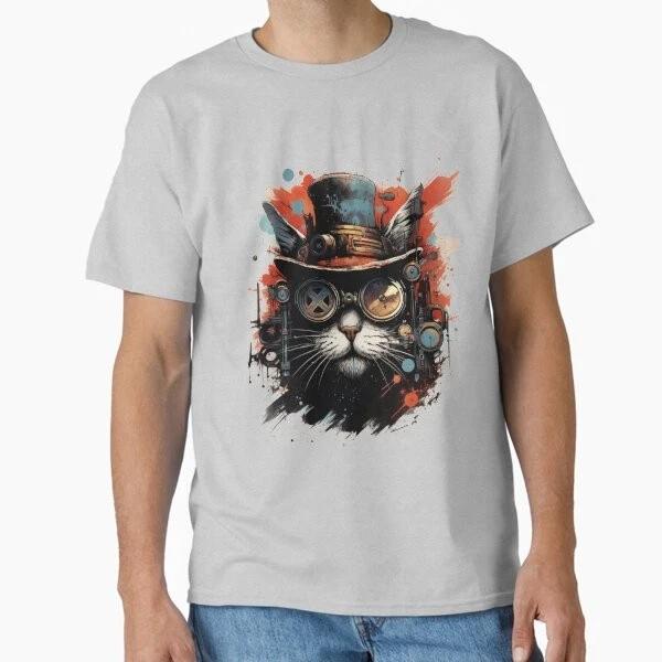 Cat Steampunk Time X Hat Classic Tshirt Made In Usaaus Tshirt S2xl S