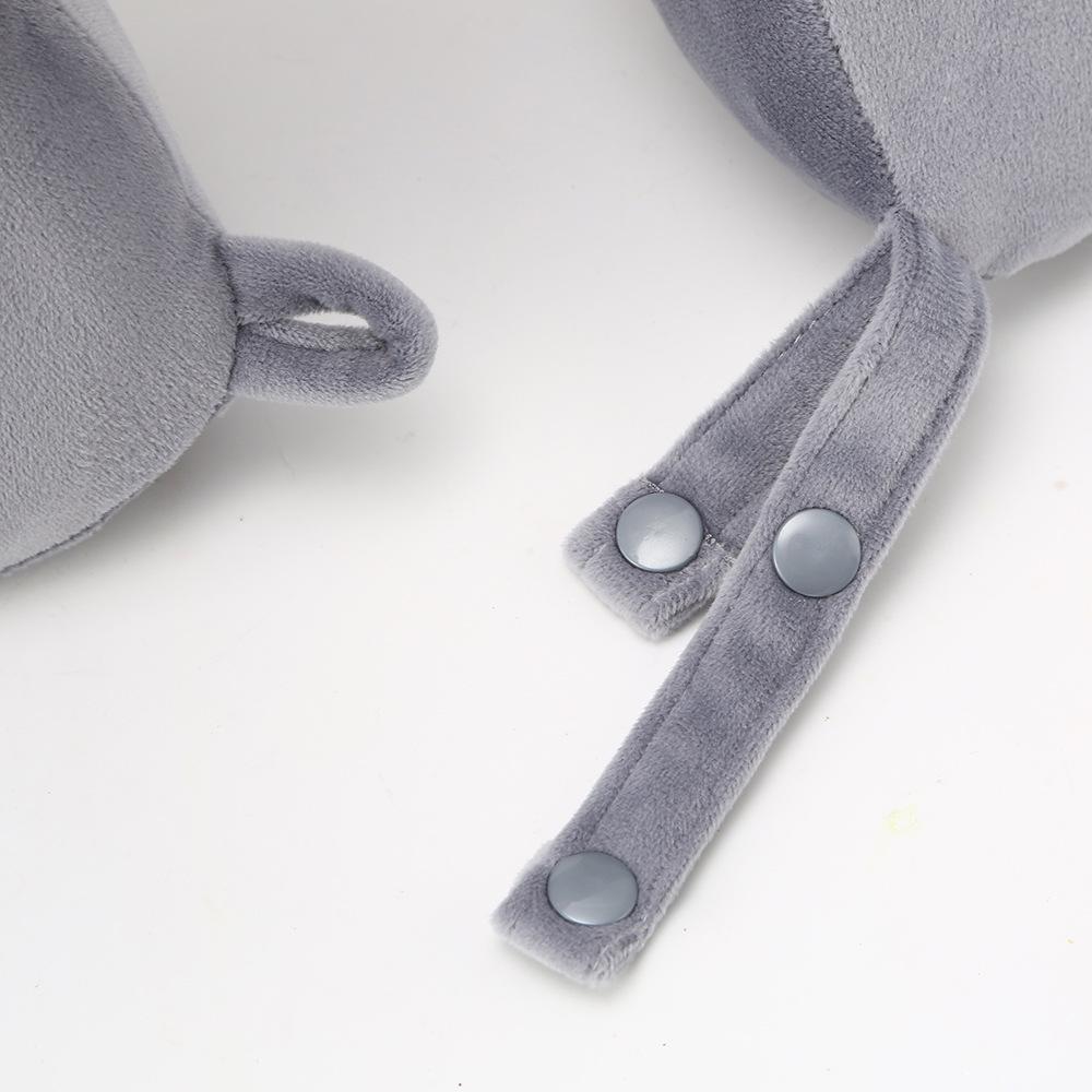 Blue Travel U-Shape Memory Foam Pillow: Foldable, Portable Neck Support with Buckle, Perfect for Naps.
