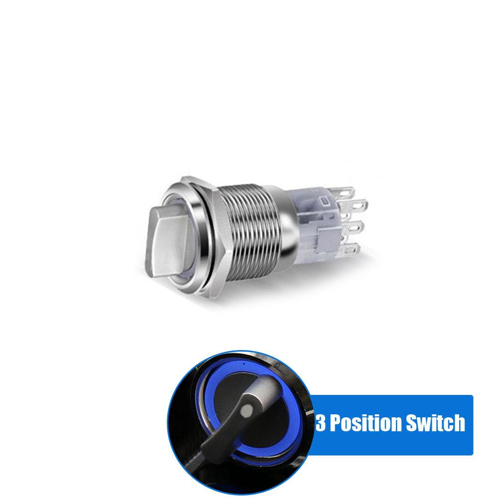 19mm Self-return Self-locking Fixation Waterproof DPDT Illuminated Metal Selector Rotary Switch 2/3 Position with LED