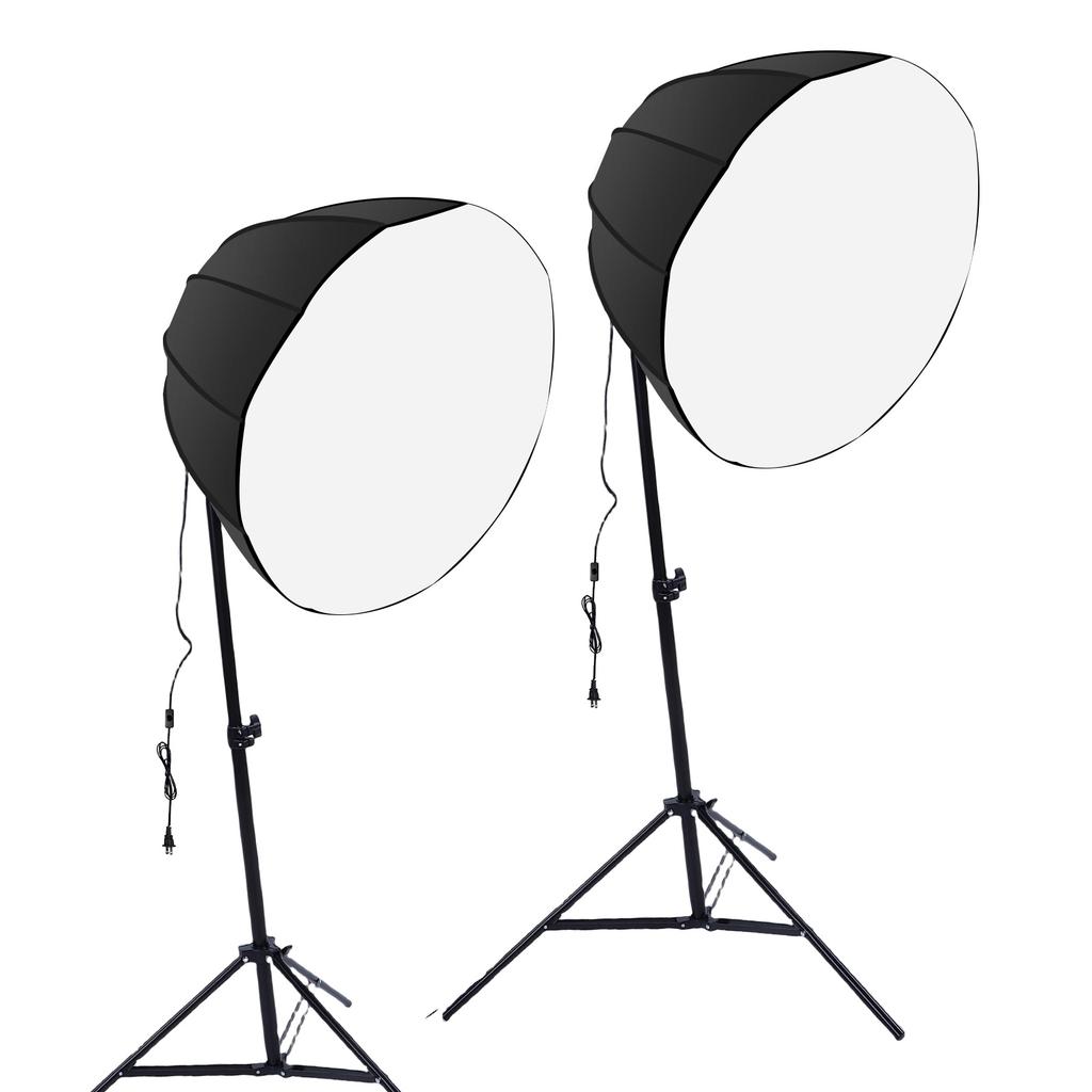 2 Sets Photography Lights Kit with 85W Energy Saving Bulb and Remote Control for Live Streaming Portrait US Plug