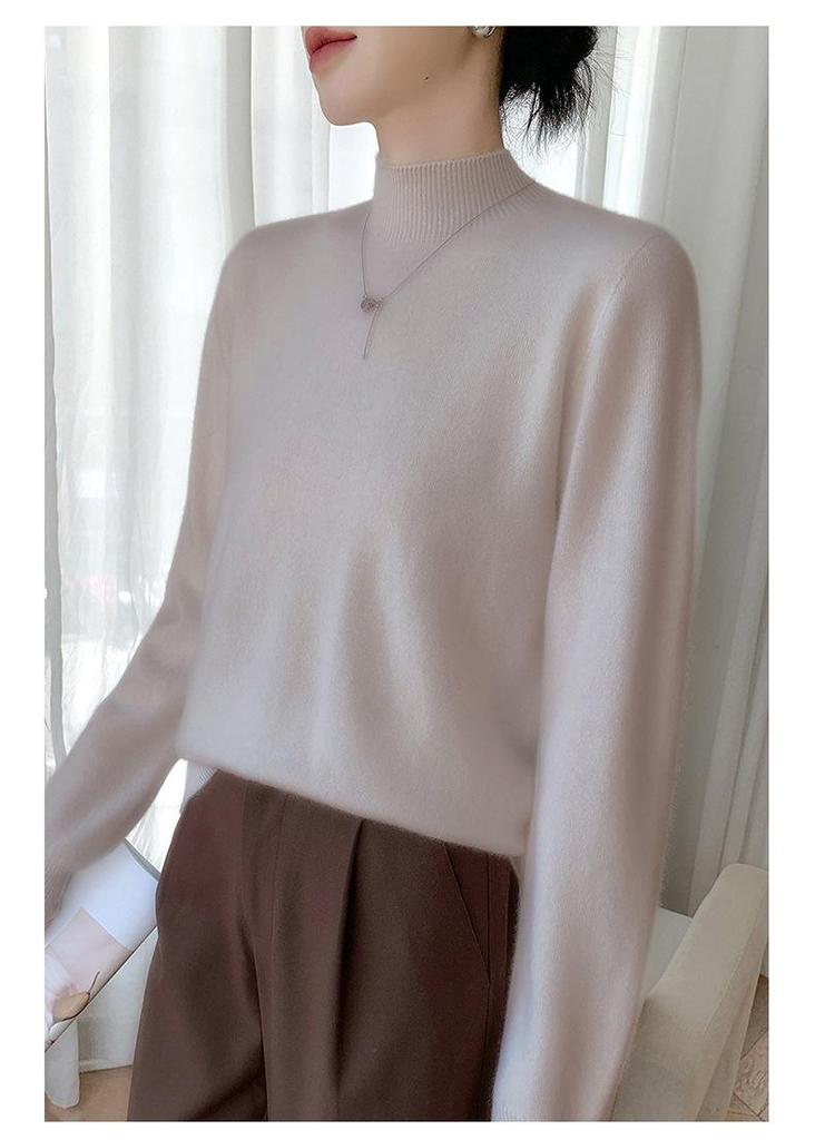 Luxury Women's Cashmere Half-High Collar Sweater, Light and Skin-Friendly, Perfect for Autumn and Winter