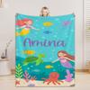 1 Peça Cobertor de Desenho Animado Nome Personalizado Manta de Flanela para Bebê Para Sofá Macio Presente de Aniversário Cobertores Personalizados Para Meninas Meninos