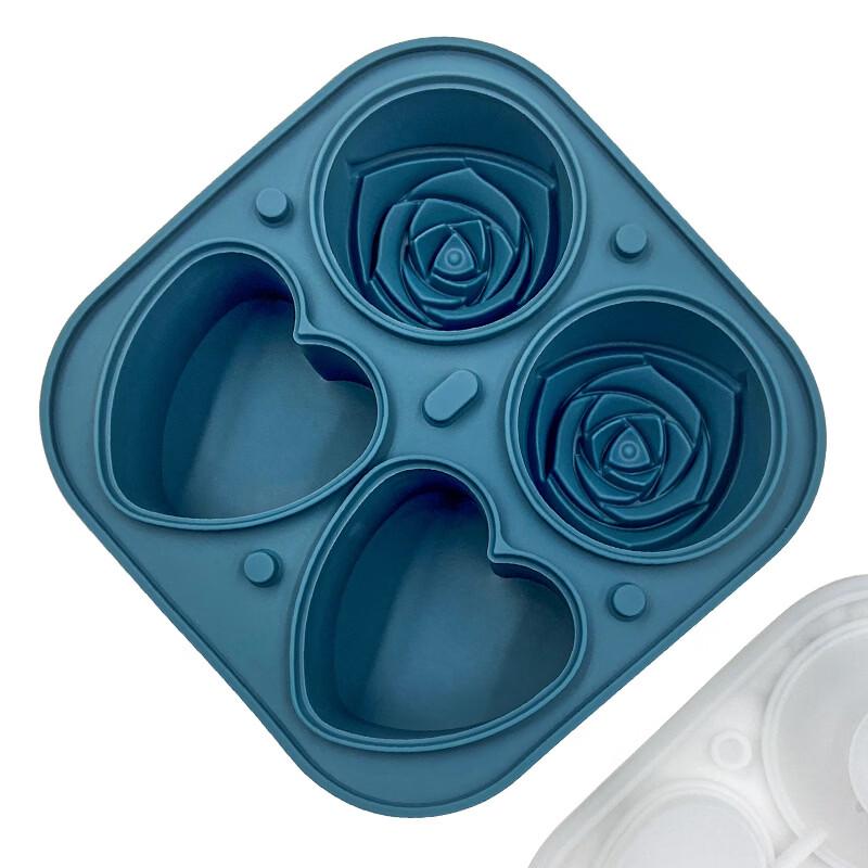 Large Pink 4-Cavity Rose Ice Ball Mold