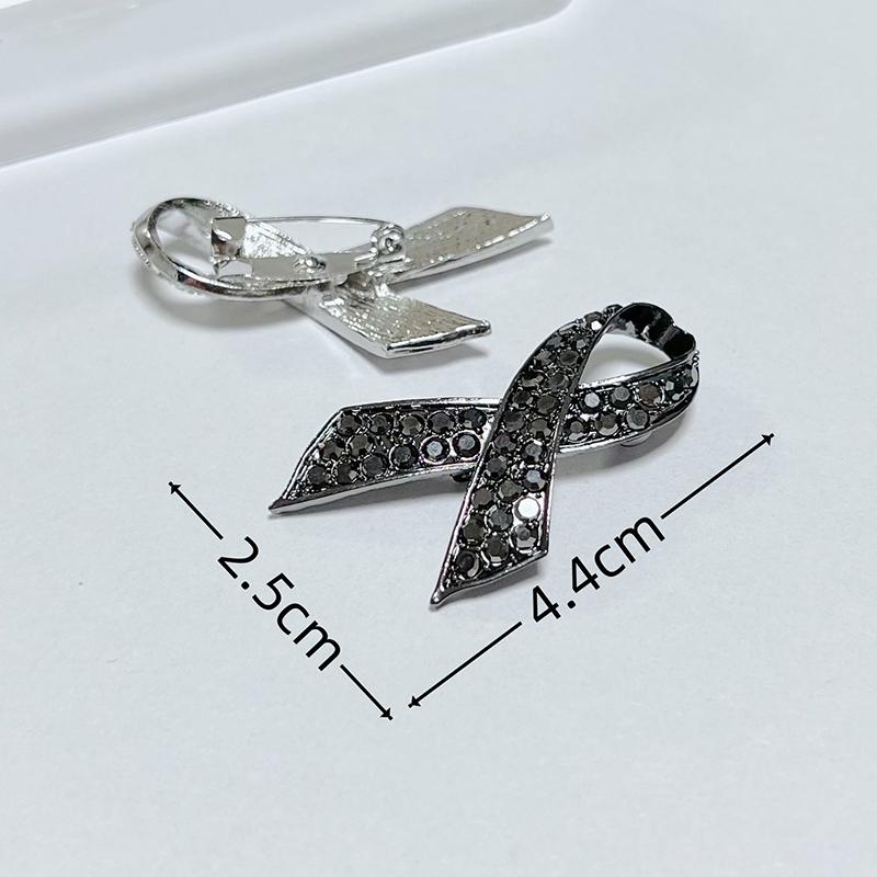 Simple Alloy Black White Ribbon Pin Badge Brooch Funerals Memorial Pin Mourning Badge Suit Clothing Jewelry Accessories