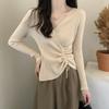 French Cross Slim Inside with Drawstring Knit Top Base for Women's Autumn/Winter Slimming V-neck Sweater Trend