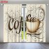 2D Flat, 2pcs 2D Flat Printing Coffee Themed Curtain Set, Coffee Kitchen Curtain Decor, High-Quality Curtains for Room Decoration, 2D Flat