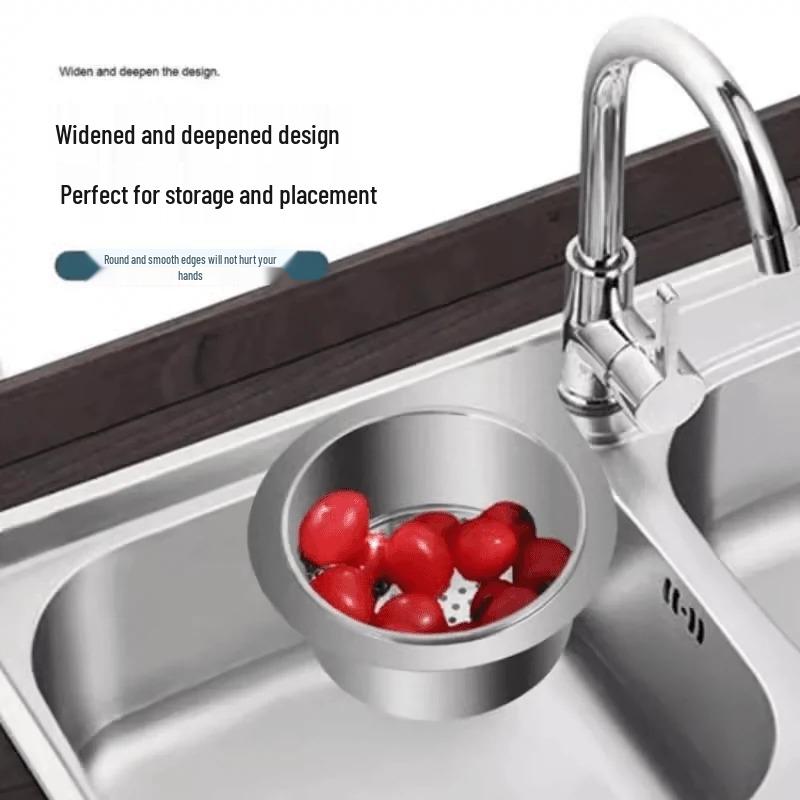Swan Stainless Steel Sink Drain Basket - Kitchen Hanging Storage & Dry-Wet Separation Filter Hooks
