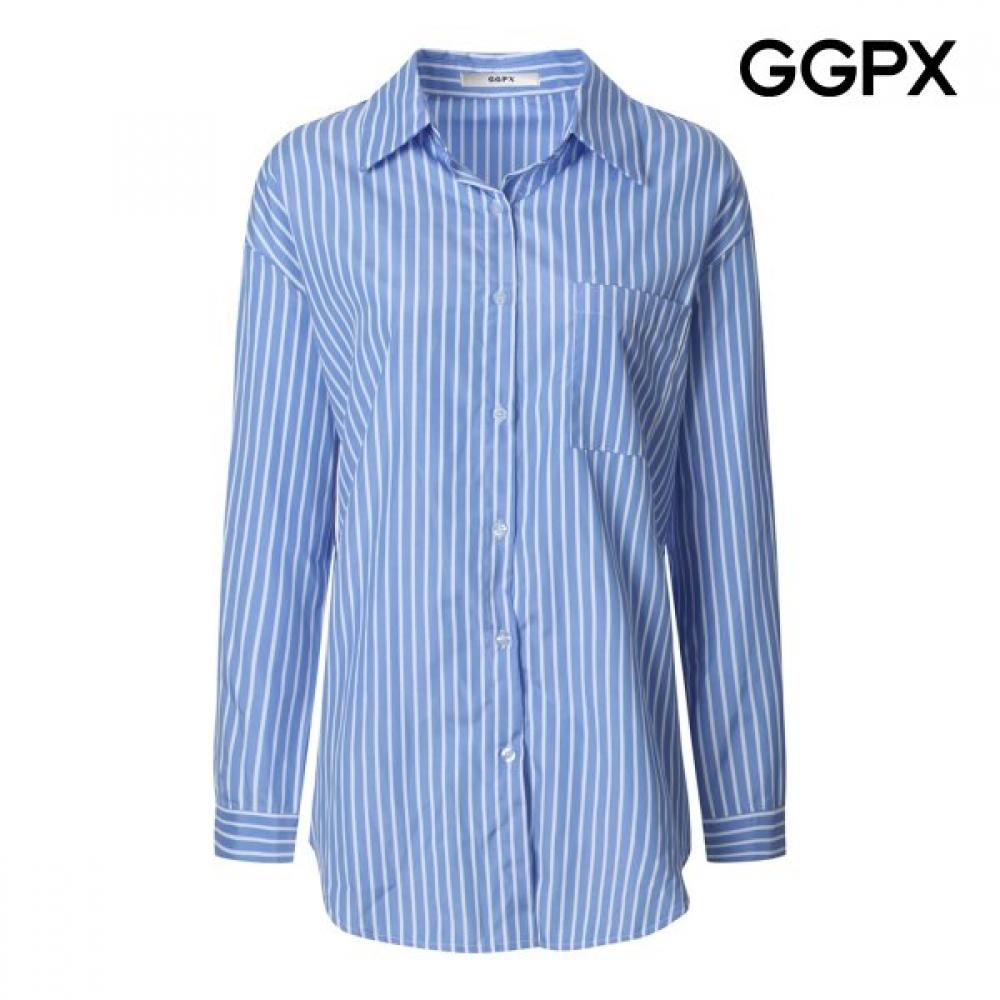 Ggpx New York Back Slit Strap Stripe Shirt Gq3sh007b Blue/F