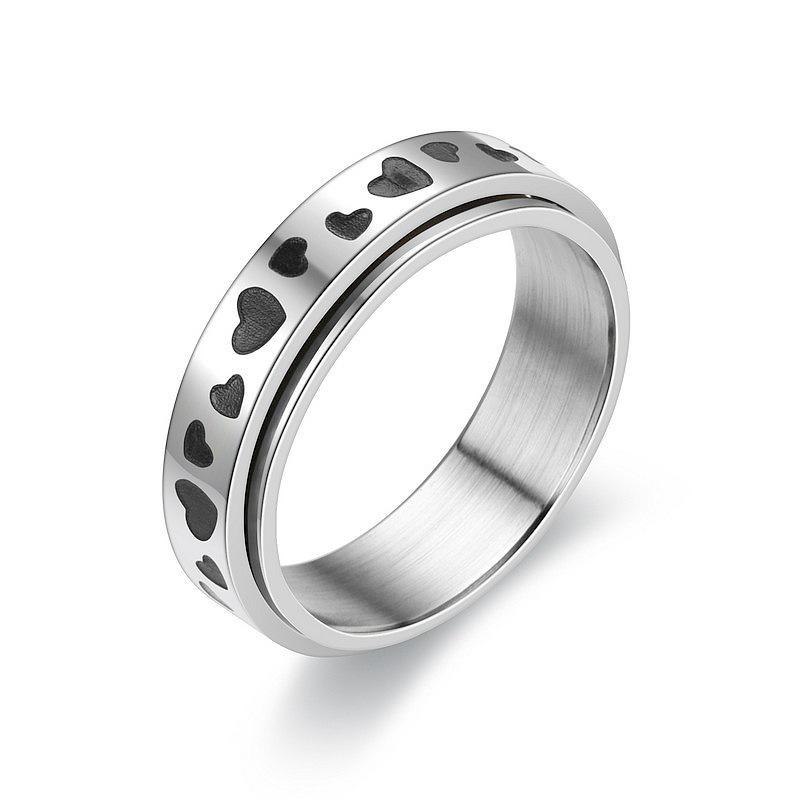 European & American Titanium Steel Moon & Star Rotating Couple Ring Set
