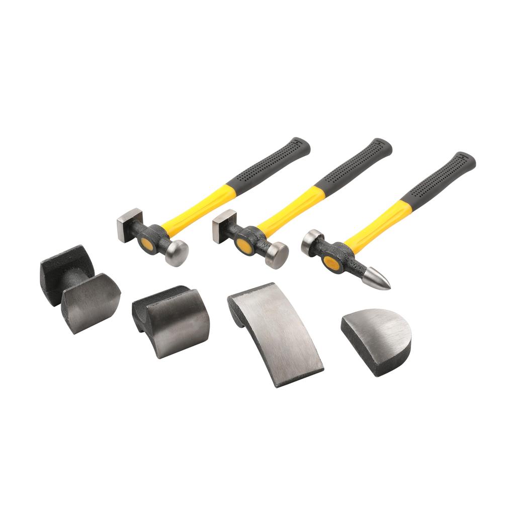 STEELMIGHT Sheet Metal Hammer Sheet Metal Hammer Automotive Repair Metalworking Comes with Special 7pcs Set, Dolly, 7-piece Set, Maintenance, Tools,