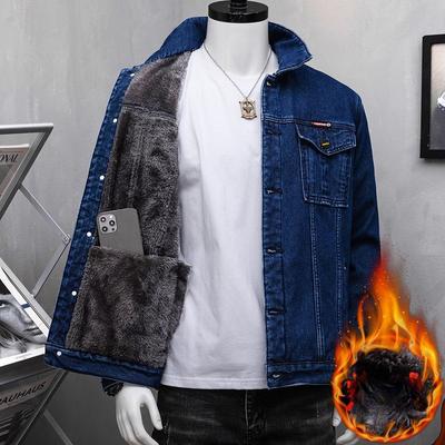 Plus Velvet Thick Denim Jacket Men's Autumn and Winter Warm Jacket Large Size 6XL Cotton Clothes Trend Cold-proof Padded Jacket