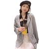Women's Korean Style Waffle Knit Hooded Jacket (Spring/Autumn) - Slimming, Loose Fit, Plus Velvet, Zipper Cardigan Top